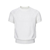 AIDASE  -  Lightweight Breathable Knitted Short Sleeve T-Shirt Hollow out Shoulder American Retro Style Summer Casual Top for Men And Women aidase-shop