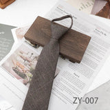 AIDASE  -  8cm British Style Casual Brown Khaki Plaid Clip Ties For Men Adult Polyester Wool Solid Gray Necktie Business Free Knot Lazy Tie aidase-shop