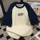 25.65Aidase Men and Women High Street Hip-hop Personality Letter Print Round Neck Short Sleeved Summer Couple Loose Retro Casual T-shirt Top aidase-shop