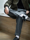 Aidase American retro Hollywood waist wool tweed casual pants Hollywood classic loose fitting straight leg pants aidase-shop