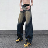 AIDASE  -  Straight Leg Trendy Men Jeans American Style Loose Cool Washed Vintage Personality Spliced Design Denim Trousers 21E6535 aidase-shop
