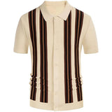 Aidase Summer Striped Sweater Men Newest Knit Poloshirt Business Casual Cardigan Tees Streetwear Tshirt Top Ice Silk Fabric Polo Blouse