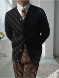 Aidase Black V Neck Men's Clothing White Cardigan Business Knit Sweater Male Blue Japanese Harajuku Fashion Old Mode Korean Wool Cheap