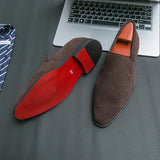 Aidase Men's Oxford Shoes Brand Suede Leather Shoes Vintage Slip-on Classic Casual Men Driving Shoes Wedding Male Dress Shoes Pointed aidase-shop