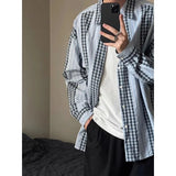 AIDASE  -  American Retro Men's Shirt Design Patchwork Plaid Long Sleeved Coat Fashionable Casual Thin Male Clothing aidase-shop