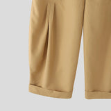 AIDASE  -  Men Pants Solid Color Button Loose Casual Wide Leg Trousers Men Streetwear Baggy Fashion Leisure Long Pants S-5XL aidase-shop