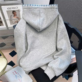 AIDASE  -  American Style Patchwork Women Hooded Sweatshirt Spring Autumn Letter Bow Embroidery Loose Pullovers Lady Hoodies aidase-shop