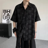 AIDASE  -  Chinese Style Men's Shirt Jacquard Asymmetric Single Breasted Design Niche Short Sleeve Printed Male Tops aidase-shop