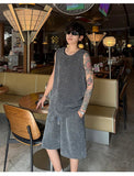 AIDASE  -  Striped Men Two-piece New Summer Casual Sleeveless Round Neck Tank Top Drawstring Loose Shorts Fashion Male Sets aidase-shop