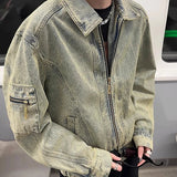 AIDASE  -  Men's Jeans Jacket Autumn Vintage Washed Casual Denim Jackets Versatile Fashion Korea Style Trendy High Street Outerwear Coat aidase-shop