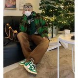 AIDASE  -  Green Washed Loose Straight Leg Jeans Men Women Style Retro American New Model Street Fashion Long Pants for All Seasons aidase-shop