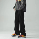 AIDASE  -  Spring Autumn Vintage Harajuku Solid Pants Men Loose Fashion Trousers Y2K Pockets Patchwork Ropa Hombre All Match Male Clothes aidase-shop