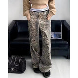 AIDASE  -  New Hot Sale Of The Season Light-Colored Leopard Print Jeans Retro Fashion Trendy High Street Straight Cut Hip Hop Style Casual aidase-shop