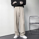 Aidase Men's Luxury Draped Baggy Suit Pants Casual Button-down Solid Color Straight Premium Elegant Dress Pants New aidase-shop