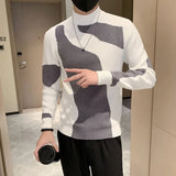 Aidase men's winter outfits Autumn/Winter Colored Half Turtleneck Sweater Men Long Sleeve Slim Fit Casual Pullover Social Underlying Knitwear Tops aidase-shop
