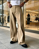 AIDASE  -  Men's Formal Dress Pants Cropped Pants Light Business Fashion Solid Color Front Pleated Drape Twill Daily Straight Suit Pants