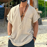 AIDASE  -  Spring Summer new men's casual shirt solid colorvbutton collar simple trendy top aidase-shop