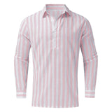 AIDASE  -  Elegant Roll-Up Sleeves Men'S Plaid Shirt Mens Fashion Casual Striped Linen Lapel Long Sleeve Shirt Top Blouse рубашка aidase-shop