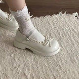 AIDASE  -  Women's Spring Sweet Elegant Lace Trim Mary Janes Buckle Strap Platform Loafers Cute Dress Shoes for Skirt aidase-shop