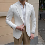 Aidase High Quality 100% Linen Italian Stylish Blazer Men Casual Breathable Half Lining Blazer Hombre Vintage Suit Jacket Pink White aidase-shop