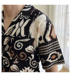 AIDASE  -  Men's Cuban Collar Printed Short Sleeved Shirt Loose Wrinkle Resistant 2025 Contrast Color Single Breast Male Tops aidase-shop