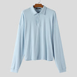 AIDASE  -  Men Shirt Solid Color Lapel Long Sleeve Korean Style Casual Men Clothing Streetwear Loose Fashion Leisure Male Tee Tops aidase-shop