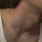 AIDASE  -  1.2mm Silver Color Stainless Steel Snake Bone Chain Necklace For Women Simple Chain Choker Titanium Steel Jewelry Fashion Gift aidase-shop