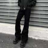 AIDASE  -  American High Street Vibe Pure Black Micro Flare Jeans Men's Straight Leg Slimming Drapey Floor-Length CleanFit Long Trousers aidase-shop