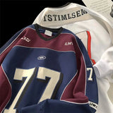AIDASE  -  American Retro Motorcycle Long Sleeved Shirt Men Women Autumn Street Cool Patchwork Sports Basketball Ice Hockey Suit Sweatshirt aidase-shop