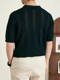 AIDASE  -  Summer Casual Buttoned Polo Neck Knit Top Men Vintage Crochet Knitted Polo Shirt Stylish Mens Short Sleeve Slim Polo Shirts aidase-shop