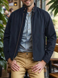 AIDASE  -  Casual Zip-up Stand Collar Jackets Mens Spring Fashion Solid Color Slim Outerwear Men Autumn Stylish Long Sleeve Cardigan Jacket aidase-shop
