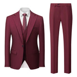 AIDASE  -  Korean-Style Slim-Fit Solid Color Suit Three-Piece Men's Wedding Dress Best Man Suit Business Career Ceremonial Clothing aidase-shop