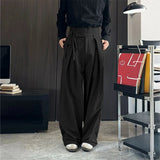 AIDASE  -  Men Pants Solid Color Button Joggers Loose Casual Wide Leg Trousers Men Streetwear 2025 Pleated Fashion Long Pants S-5XL aidase-shop