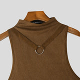 AIDASE  -  Men Tank Tops Solid Color Turtleneck Sleeveless Sexy Crop Tops Men Summer Streetwear Skinny 2025 Fashion Unisex Vests aidase-shop