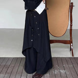 AIDASE  -  Korean Retro Trousers Skirt Solid Button Top Japanese Style New Men Women Irregular Design Pants Oversized Hakama Aesthetic aidase-shop