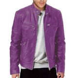 AIDASE  -  Men's Men's Leather Jacket Male Teen Stand-up Collar Punk Men's Locomotive Leather Jacket aidase-shop