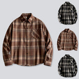 AIDASE  -  Men'S Loose Casual Fashion Retro Long Sleeved Plaid Shirt Comfort Wrinkle-Free New Men'S Shirt roupas masculinas aidase-shop
