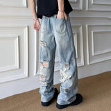 AIDASE  -  American Street Style Ripped Men Jeans Summer Washed Straight-leg Personality Fashionable Handsome Male Trousers 21E6562 aidase-shop