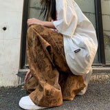 38.65Aidase American Men and Women Trendy and Personalized Straight Tube Spring/summer Thin Print Loose Couple Retro Wide Leg Casual Pants aidase-shop