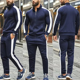 AIDASE  -  Spring Autumn Men's 2-Piece Set Color Blocking Zipper Stand Collar Casual Sports Jacket Sweatshirt Trousers Suit aidase-shop