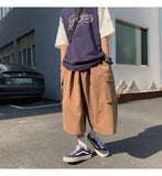 AIDASE  -  Japanese Streetwear Beige Cargo Capri Pants Women Harajuku Hippie Pockets Oversize Wide Leg Trousers Jogging Summer aidase-shop