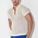 AIDASE  -  Summer Solid Color Trendy Men's T-shirt Loose Knitted Short Sleeve Fashion Casual Male Tops 21E2114 aidase-shop
