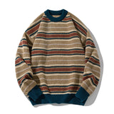 Aidase Retro Striped Soft Pullover Sweater Men Women Couple Model Autumn Winter Japanese Loose Lazy Wind Knit Sweater Warm aidase-shop