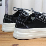 AIDASE  -  Hot Sale Women Thick Sole Canvas Shoes Vintage Fashion Students Breathable Lace-Up Sneakers Platform Black Sports Shoes aidase-shop