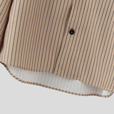 AIDASE  -  Men Shirt Striped V Neck Long Sleeve Button Casual Men Clothing Streetwear Loose Korean Style Tops Fashion Male Shirts aidase-shop