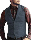 Aidase Grey Herringbone Men's Vests Lapel V Neck Wool Casual Formal Business Vest Slim Fit Gilet Waistcoat Groomman aidase-shop
