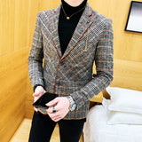 Aidase Men Wool blend Blazer  Plaid Suit Jacket Men Blazer Masculino Vintage Terno Masculino Blazers Men Terno Masculino Blaser Homens aidase-shop