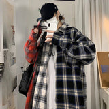 AIDASE  -  Men's Checkered Long Sleeved Shirt Contrasting Color Splicing Design Thin Shirt Jacket American Retro Male Top aidase-shop