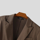 AIDASE  -  Men Striped Blazer Lapel Long Sleeve Button Casual Male Suit Streetwear Elegant Fashion Thin Coats Men Blazer S-5XL aidase-shop
