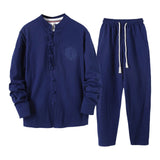 AIDASE  -  Day Man Suit Chinese Men Fall Linen Suit Men'S Chinese Tang Suit Two Piece Set Of Retro Disk Cotton Tea Zen Clothing 007 Suit aidase-shop